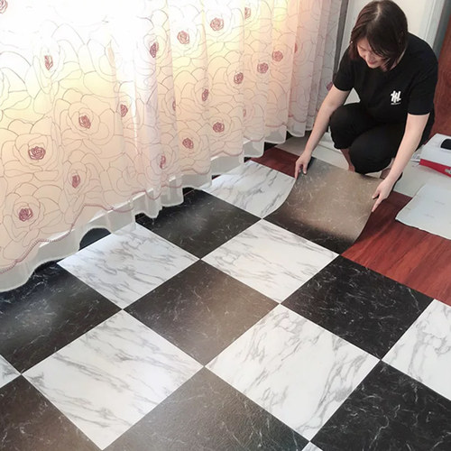 5㎡pvc地板贴自粘地板革加厚耐磨防水石塑地板垫水泥地直接铺地贴 - 图0