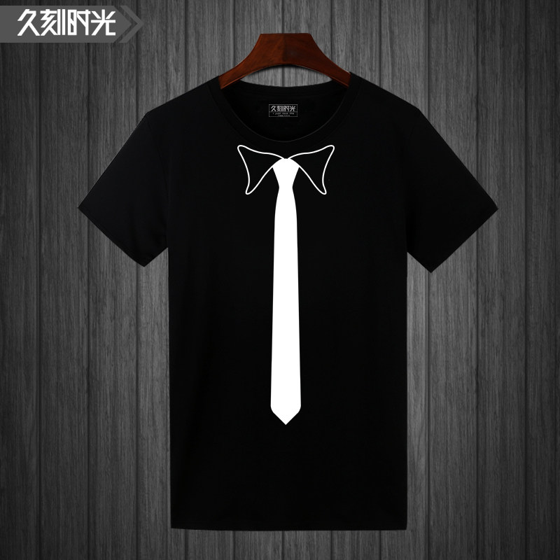 唐人街刘昊然潮领带t恤短袖打底衫 久刻时光T恤