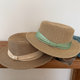 Hepburn style French flat-top straw hat women's beach vacation sun protection hat large head circumference flat brim sun protection hat