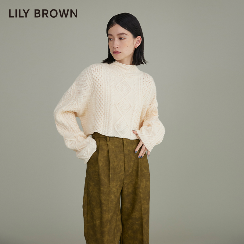 LILY BROWN秋冬款 经典麻花中高领短款套头毛衣LWNT225046