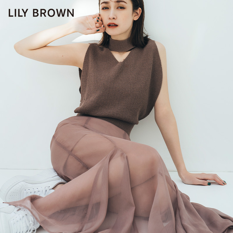 LILY BROWN秋冬款 甜美高腰雪纺微透鱼尾半身裙LWFP234011