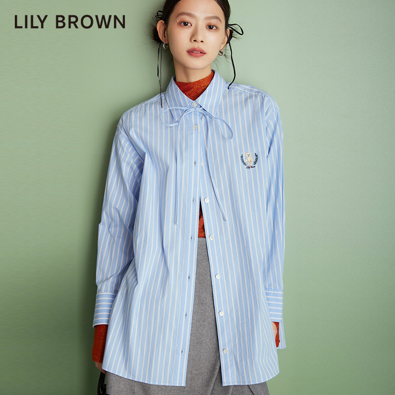 LILY BROWN秋冬款可爱熊图案学院风百搭宽松衬衫LWFB234193 - 图0