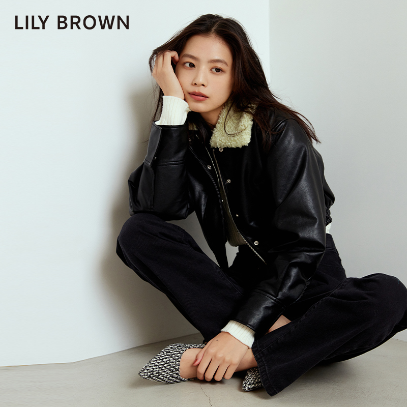 LILY BROWN2023秋冬新品 复古街头两穿休闲阔腿牛仔裤LWFP235055