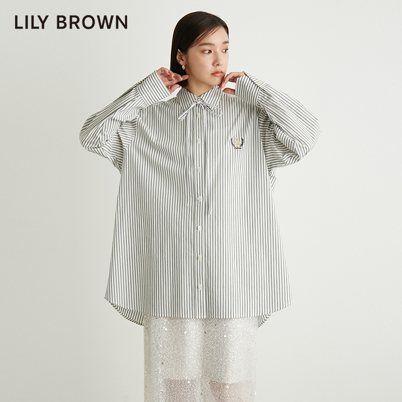 LILY BROWN秋冬款可爱熊图案学院风百搭宽松衬衫LWFB234193 - 图3