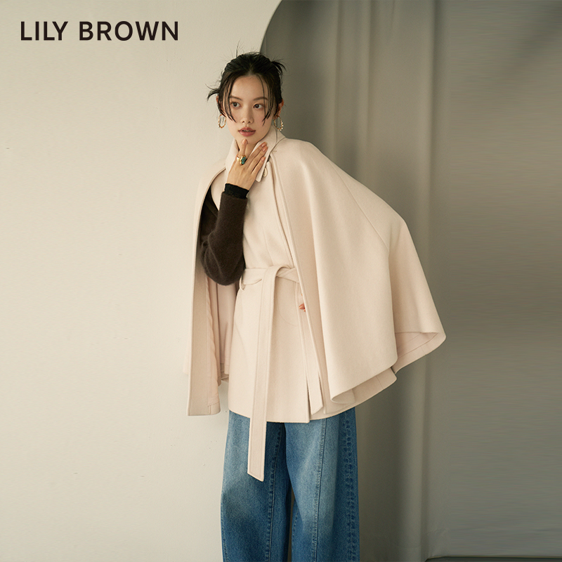 LILY BROWN2023秋冬新品 气质羊毛斗篷两件套风衣外套LWFC234037