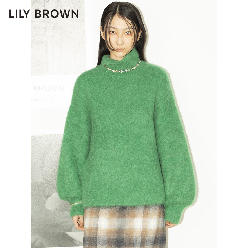 LILY BROWN秋冬 羊驼毛宽松纯色百搭高领保暖套头毛衣LWNT215006