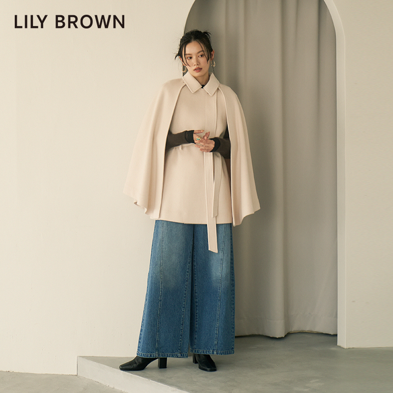 LILY BROWN2023秋冬新品 气质羊毛斗篷两件套风衣外套LWFC234037