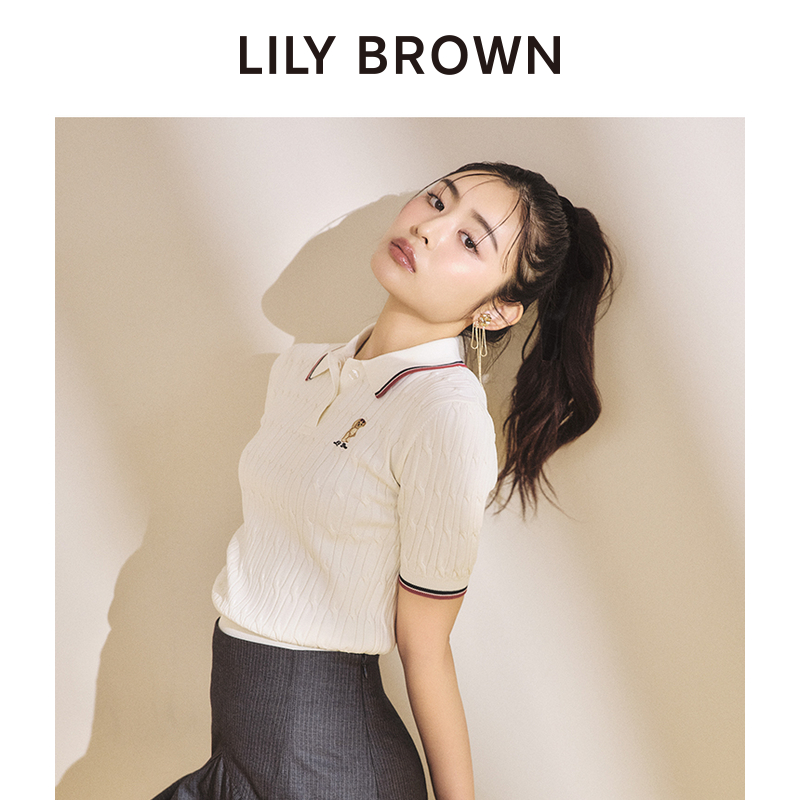 LILY BROWN2024春夏新品 LILY BEAR学院风翻领针织衫LWNT242039-图1