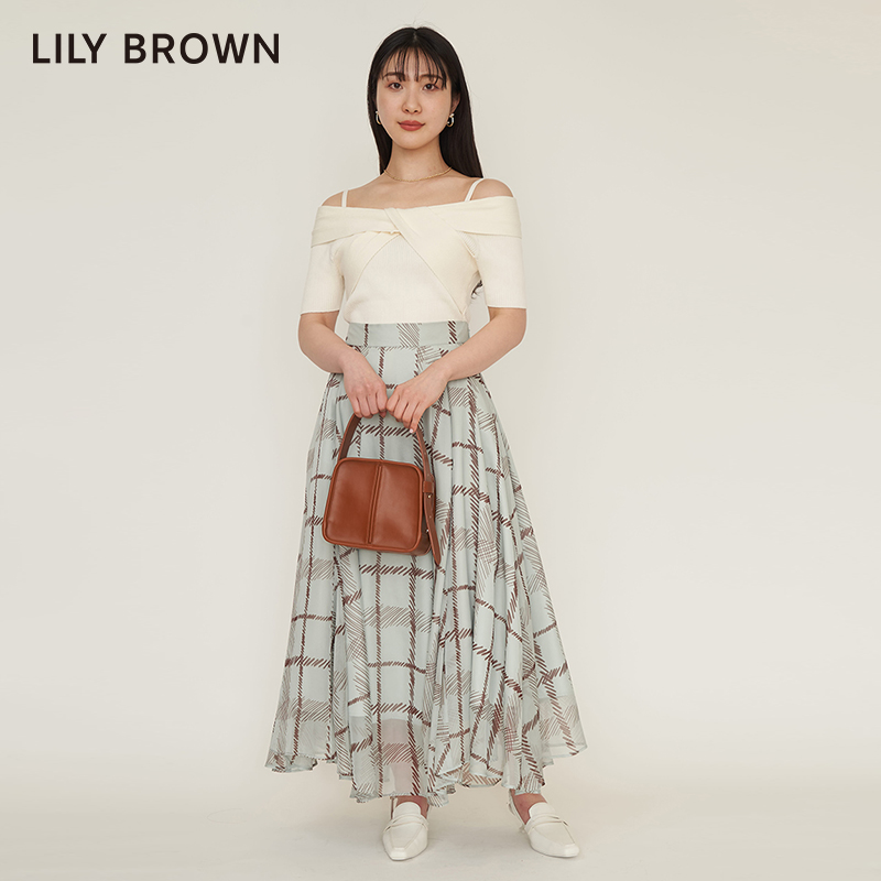 LILY BROWN春夏款 格纹高腰不规则雪纺半身裙LWFS232029 - 图2