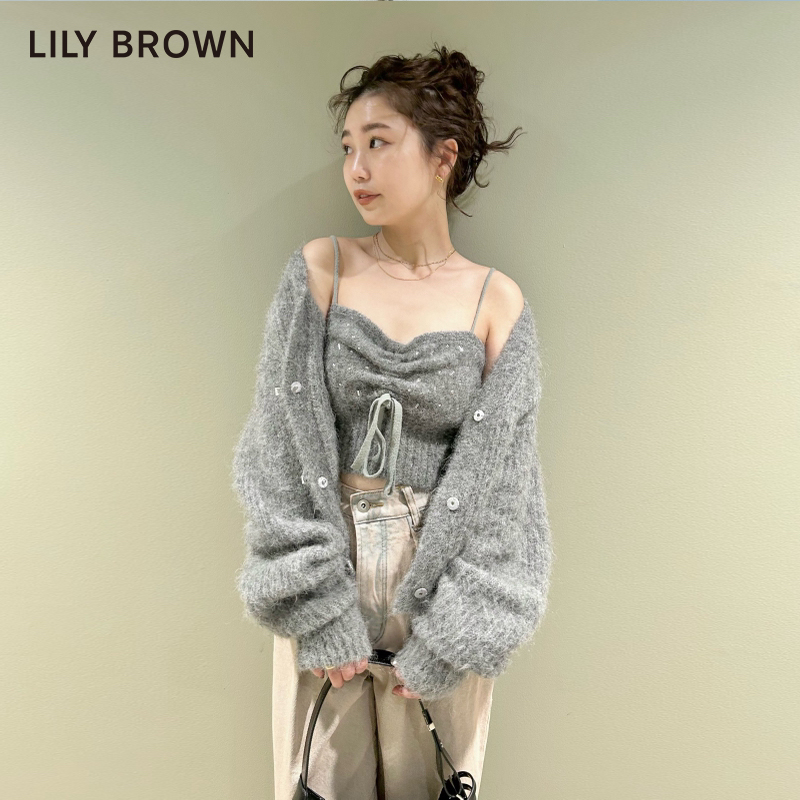 LILY BROWN秋冬款 毛绒绒软糯针织钻扣毛衣外套LWND235807