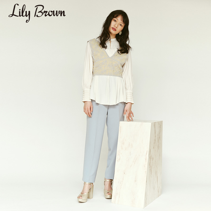 LILY BROWN春夏  百搭纯色修身打褶休闲长裤LWFP211048 - 图1