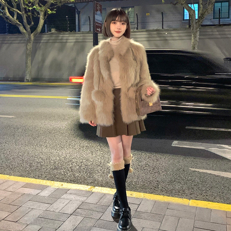 2024新款皮草外套女秋冬款加厚毛毛上衣高级感立领中长款厚外套 - 图3