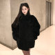 Reversible fur one-piece horn button coat