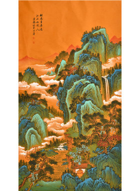 中国美术家协会名家季老师纯手绘六尺整张竖幅山水画真迹中堂画