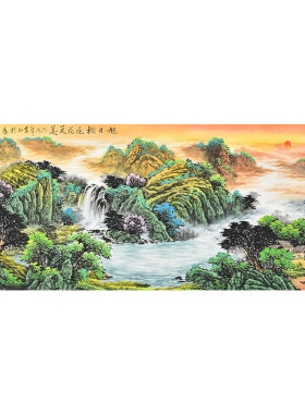 美协名家谷老师纯手绘山水画 六尺横幅 客厅办公室会议室装饰挂画