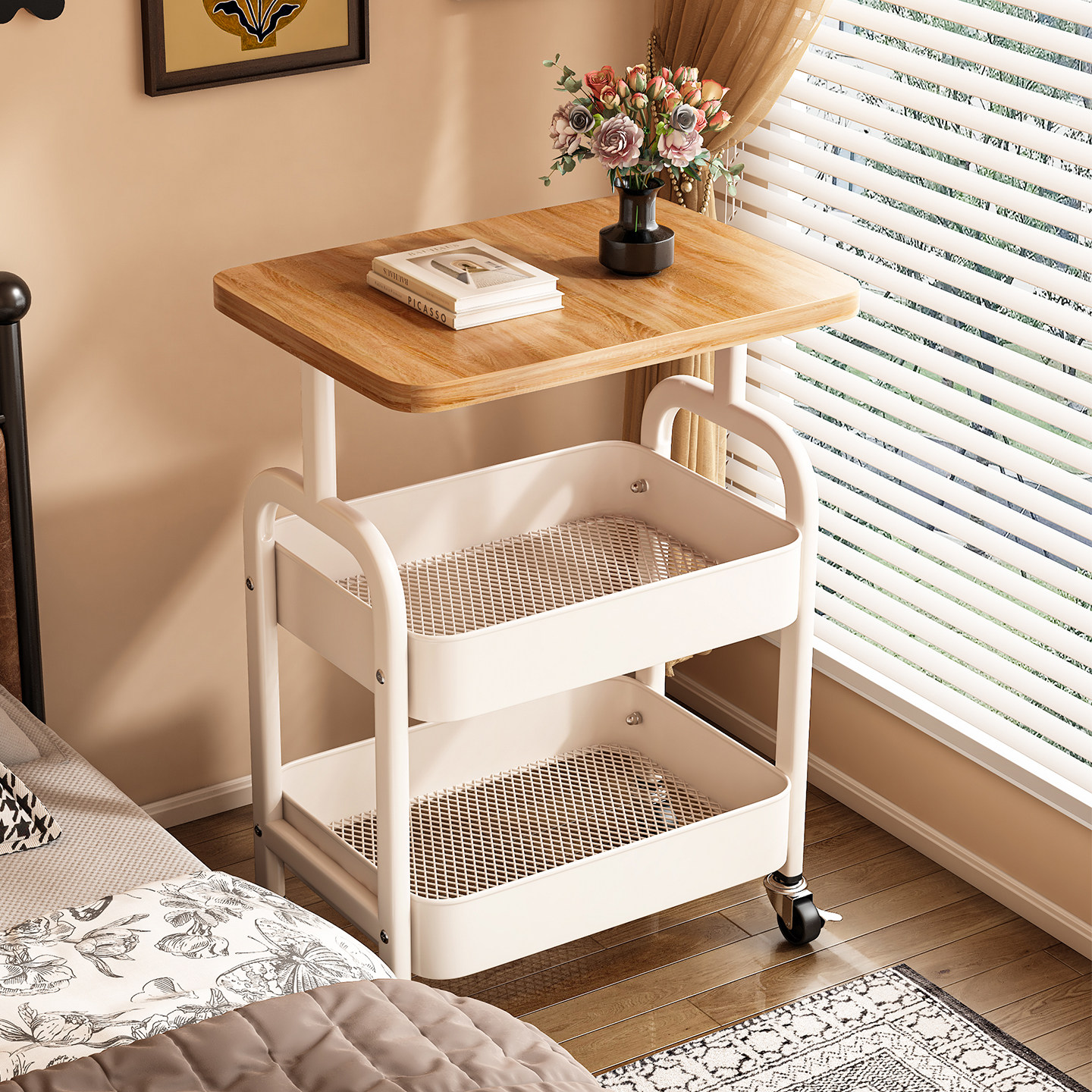 小推车置物架落地多层收纳架可移动床头柜茶几零食家用沙发边几,淘宝优惠券,粉丝福利购,淘宝优惠卷