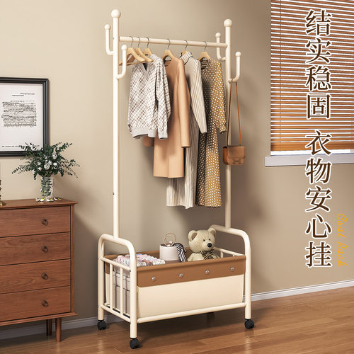 衣架卧室落地家用挂衣服架子可移动室内晾衣架简易省空间衣帽架子 - 图2