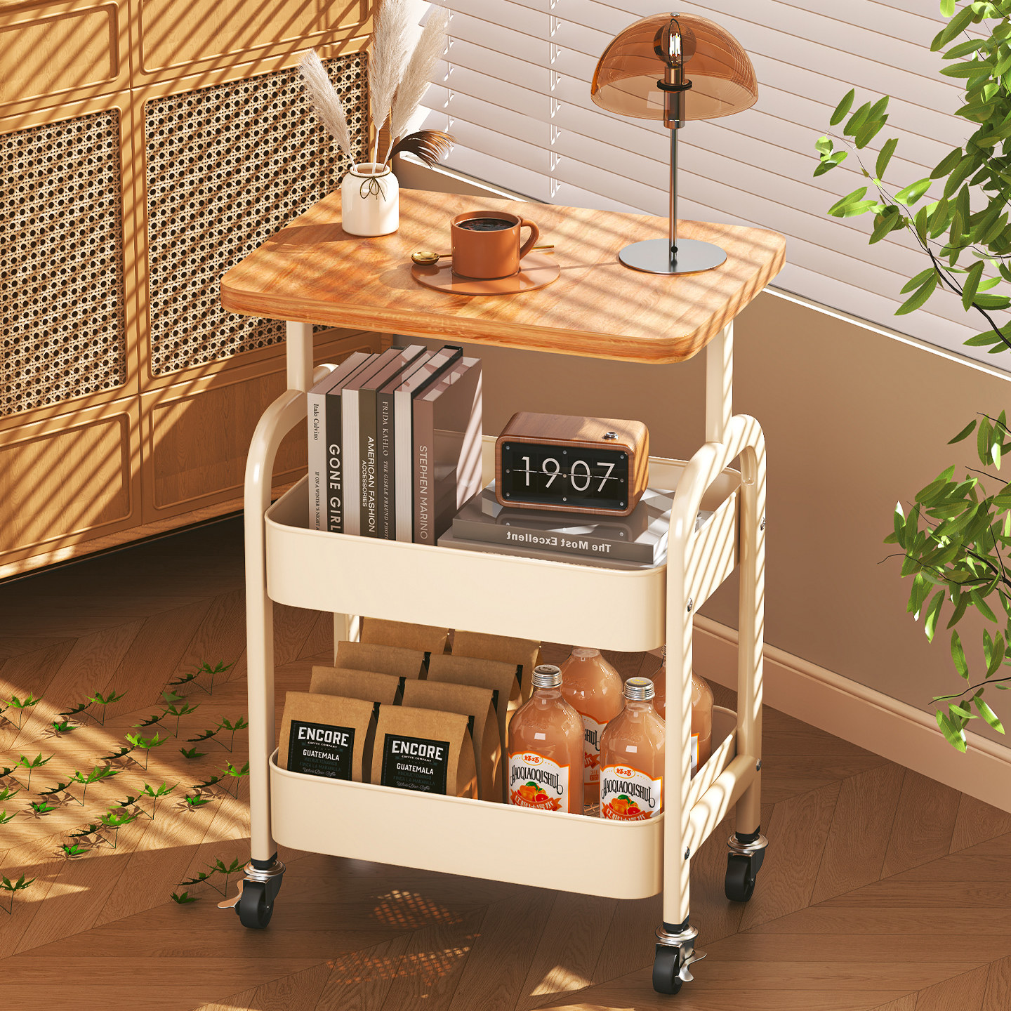 小推车置物架落地多层收纳架可移动床头柜茶几零食家用沙发边几,淘宝优惠券,粉丝福利购,淘宝优惠卷