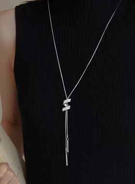 锆石螺旋长款毛衣链轻奢高级感高端气质项链女毛衣链配饰挂件简约