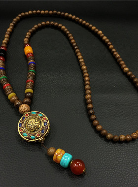 复古配饰复古长款佛珠项链