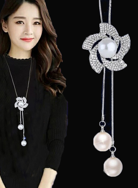 挂坠大气水晶百搭时尚风毛衣链