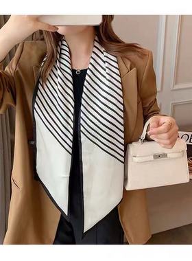 春秋冬长条小丝巾细窄女绑包包