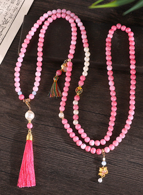 搭配中国风唐装汉服棉麻配饰挂饰项链长款佛珠毛衣链男女新中式潮