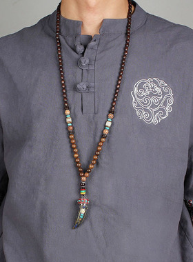 狼牙项链男女士新中式复古霸气个性衣服配饰简约时尚配饰挂件装饰