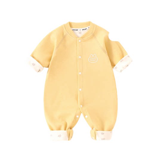 Baby jumpsuit, spring and autumn style, plus velvet, warm bottoming children's clothes, early spring outing newborn clothes, hoodies