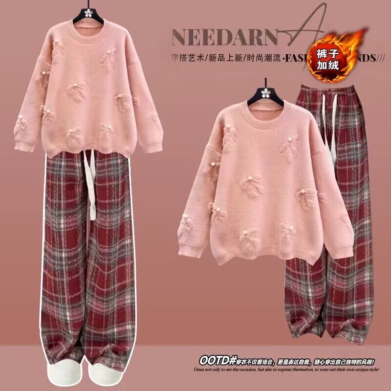 女童毛衣套装儿童2026秋冬季新款中式过年大童红色马年本命年加绒,淘宝优惠券,粉丝福利购,淘宝优惠卷