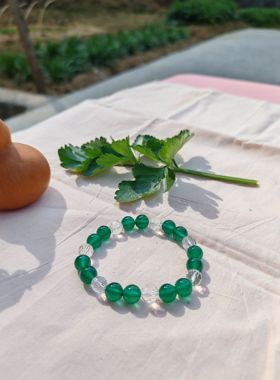 绿玛瑙手链原创设计小众女旺事业好运送礼