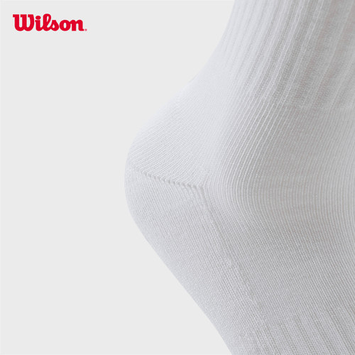 Wilson威尔胜男女通用百搭运动袜LOGO三双装罗纹缓震网球高腰袜子 - 图3