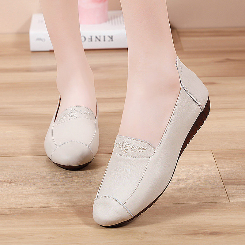 韩范豆豆鞋女春夏款真皮纯皮头层牛皮平底牛筋底软底软面妈妈单鞋,淘宝优惠券,粉丝福利购,淘宝优惠卷