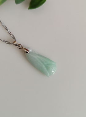 天然翡翠A货飘花富贵玉吊坠项链