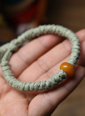手工编织男女式棉绳蜜蜡复古手绳