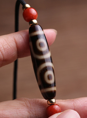 正宗西藏两眼三眼天珠项链吊坠挂件男女台湾至纯九眼老矿天然藏式