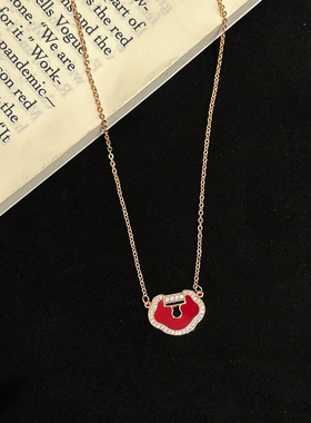 速卖通热销精工微镶如意锁贝壳钥匙项链轻奢简约百搭高级感锁骨