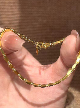 小红书爆款爱的箴言方珠手链2025新款古法金色碎金金手饰一件