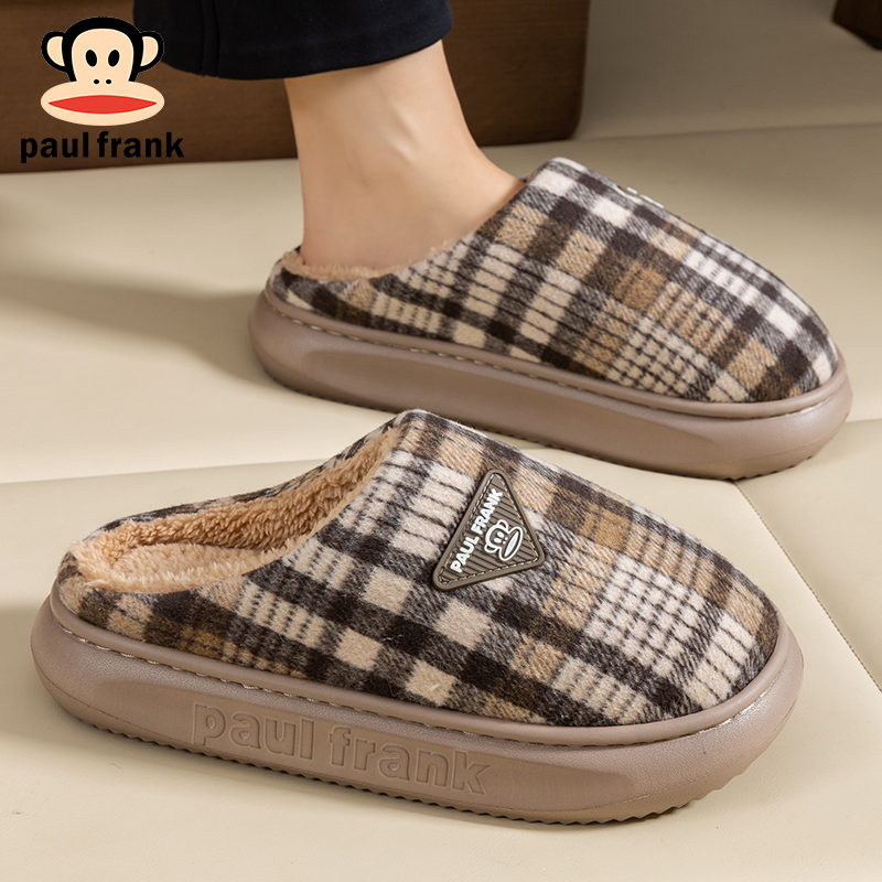 大嘴猴棉拖鞋新款女士高级简约百搭加绒保暖厚底踩屎感情侣棉鞋男 - 图2