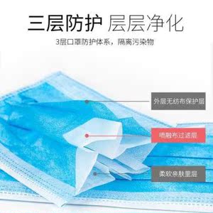 新款一次性口罩防飞沫防尘雾霾冬透气防护口罩成人儿童口罩10只装