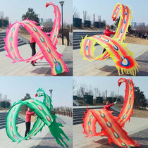 Adult fitness dragon dance dragon sport flying dragon thrower with colorful ribbon tap square dancing dragon dance with ball dragon dance