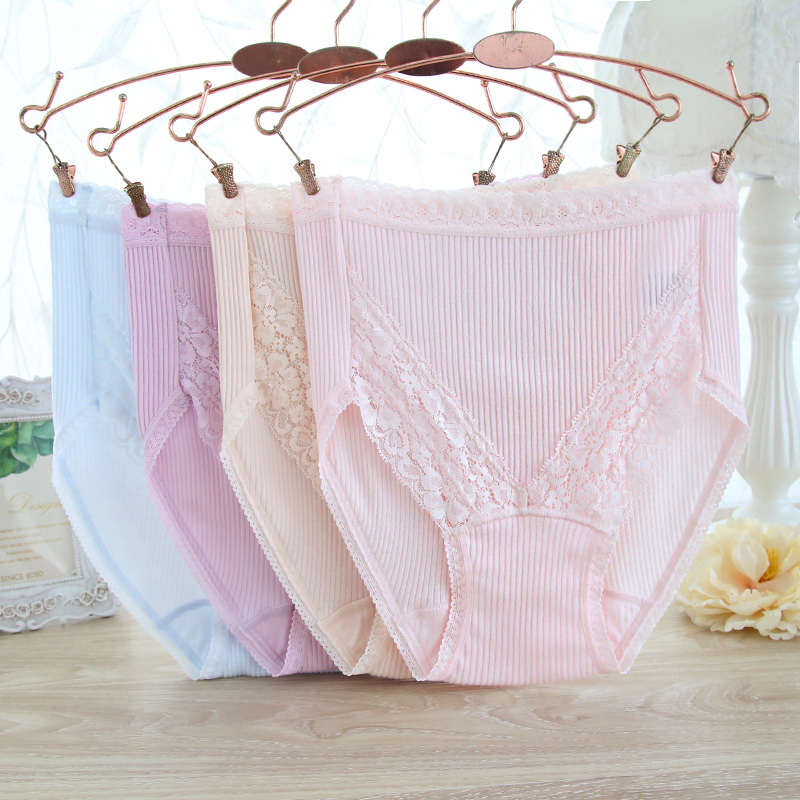 新款女内裤纯棉三角高腰蕾丝全棉舒适包臀透气无痕高弹力秋冬大码 - 图1