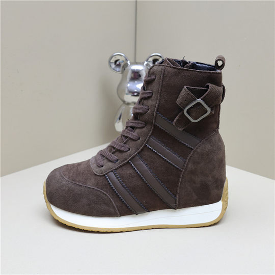 隐形增高12cm德训鞋女2025冬加绒小个子10cm休闲高帮棉鞋8cm短靴