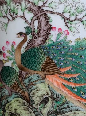 景德镇手绘粉彩中式风家居摆设