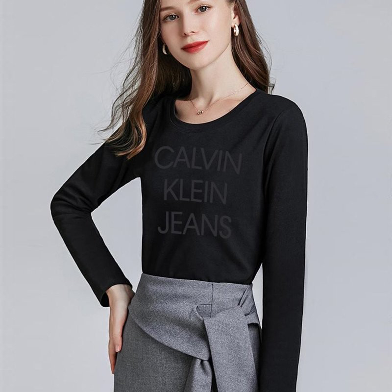 新款Calvin Klein/凯文克莱CK jeans女装T恤休闲印花圆领长袖集货