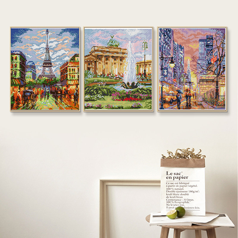 城市地标系列风景十字绣2025年北欧新款线绣客厅多联手工刺绣挂画,淘宝优惠券,粉丝福利购,淘宝优惠卷