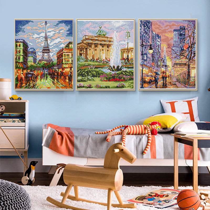 城市地标系列风景十字绣2025年北欧新款线绣客厅多联手工刺绣挂画,淘宝优惠券,粉丝福利购,淘宝优惠卷