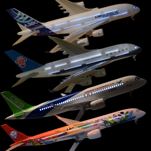 飞机模型合金仿真中国航空民航东航带起落架带灯C919商飞客机拼装 - 图0