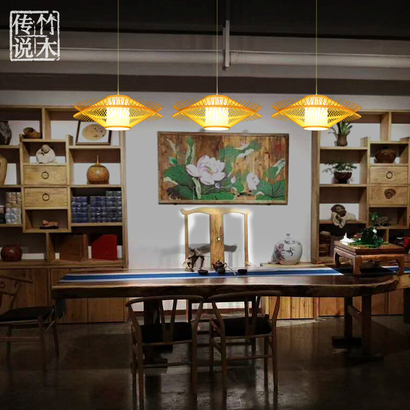 新中式餐厅吊灯酒店会所度假村客栈民宿装饰竹艺吊灯日式寿司料理_虎窝淘