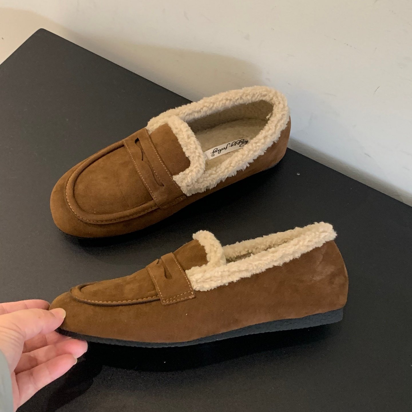 复古休闲平底真皮乐福鞋懒人一脚蹬保暖加绒豆豆鞋女秋冬勃肯棉鞋,淘宝优惠券,粉丝福利购,淘宝优惠卷